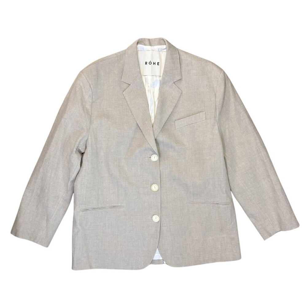 Róhe Freja Light Gray Linen Blazer Jacket Linen NWOT $680 M